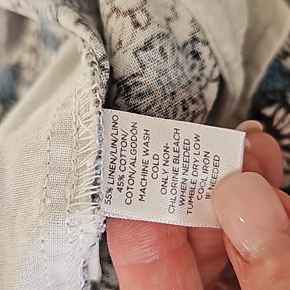 LOFT Blue Brown Mod Floral Print Linen Cotton Blend Riviera Shorts Size 2 - Picture 12 of 12